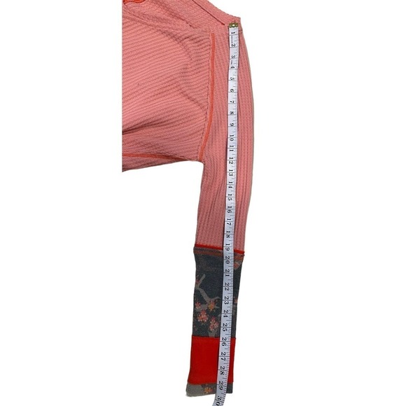 We the free loving leopard waffle knit pullover oversized coral pink floral - Picture 8 of 9